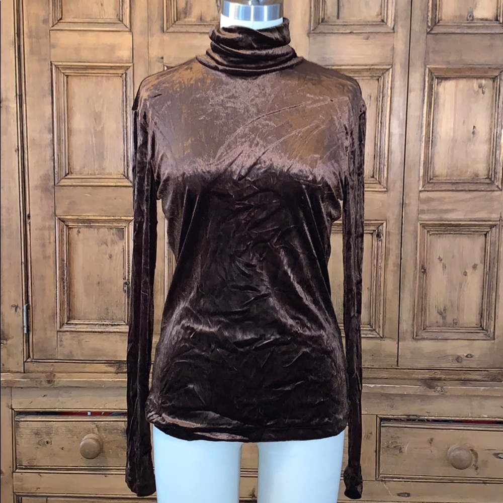 Vintage brown velvet turtle neck top
